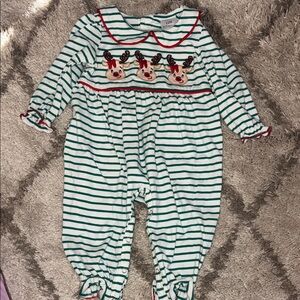Festive Reindeer Striped Kids One Piece
